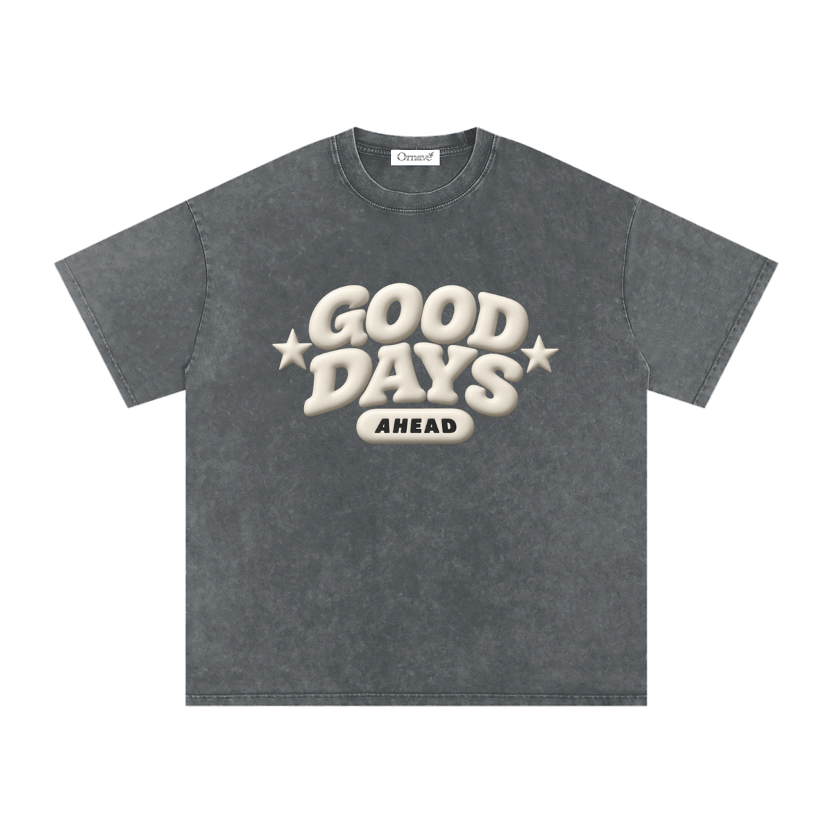 Snow Washed Oversized Cotton T-Shirt- Good days Ahead