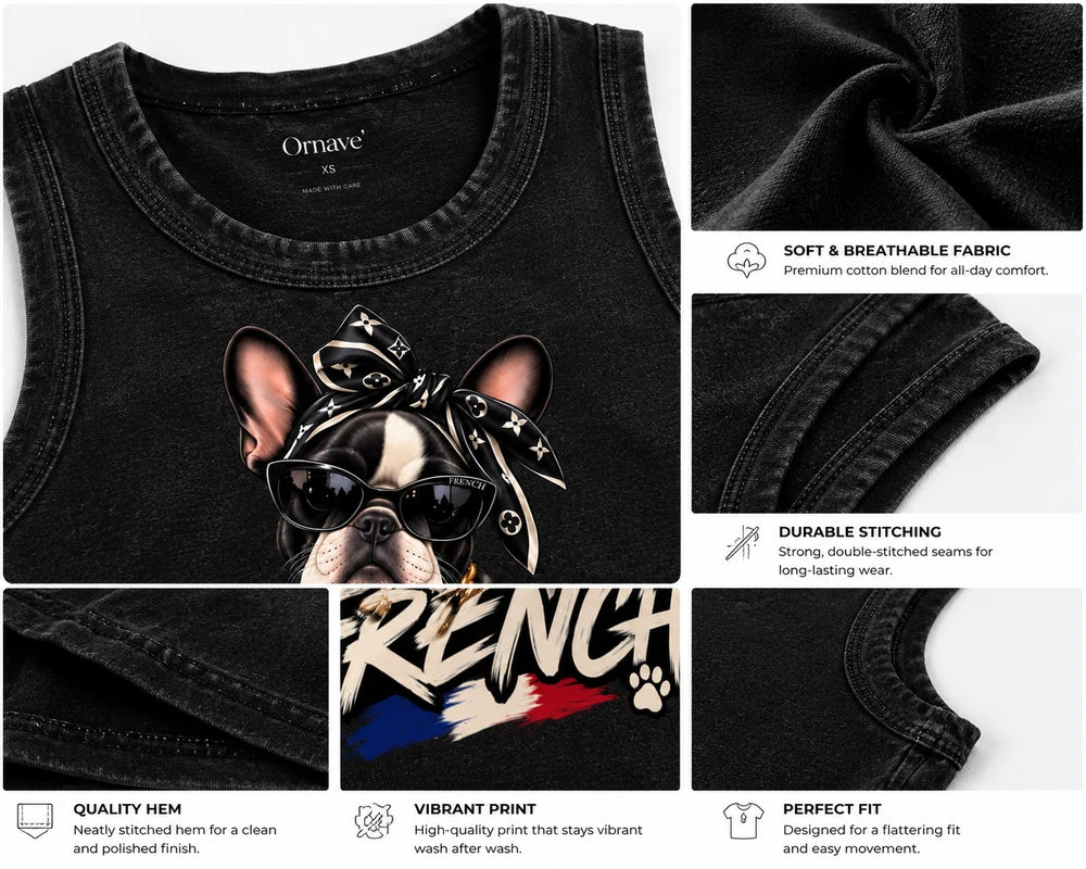 Snow Washed Tank Top-Frenchie lover