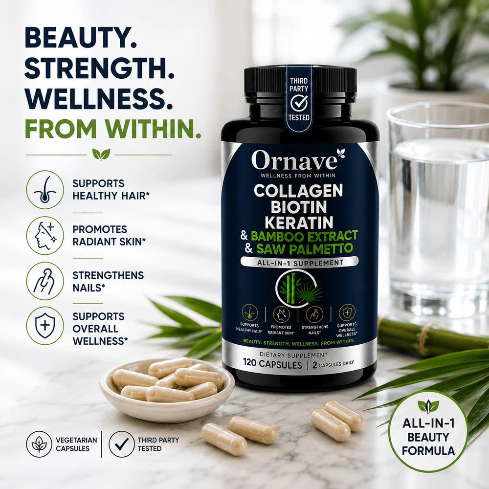 Ornave' Hair, Skin & Nails Formula, 120 Capsules