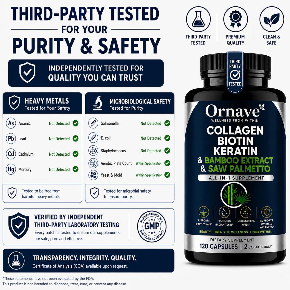 Ornave' Hair, Skin & Nails Formula, 120 Capsules