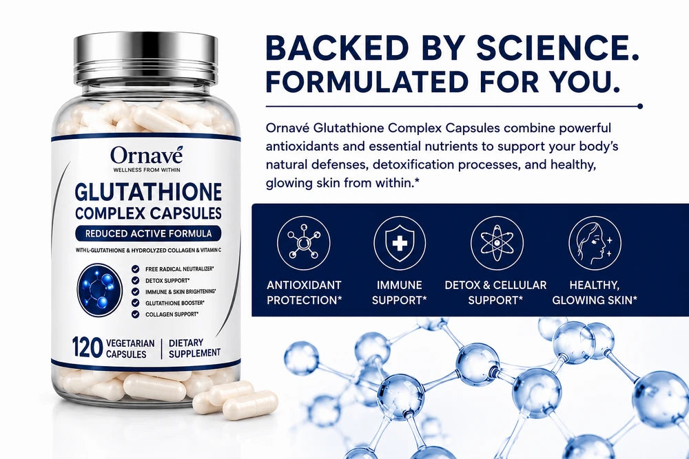 Ornave' Glutathione Complex – 1000mg Skin Brightening & Antioxidant Support