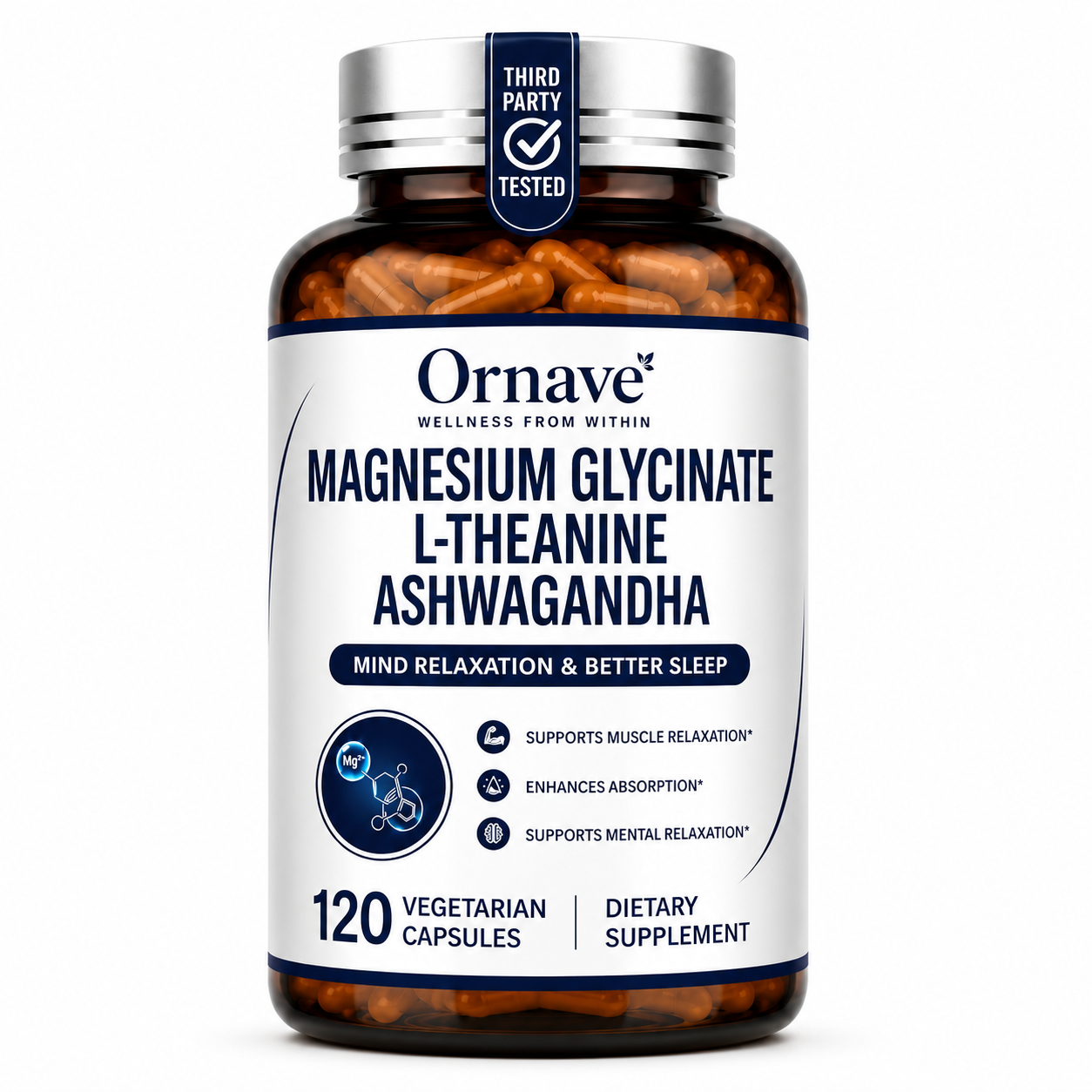 Ornave' Magnesium Glycinate Complex Capsules , 120 Capsules