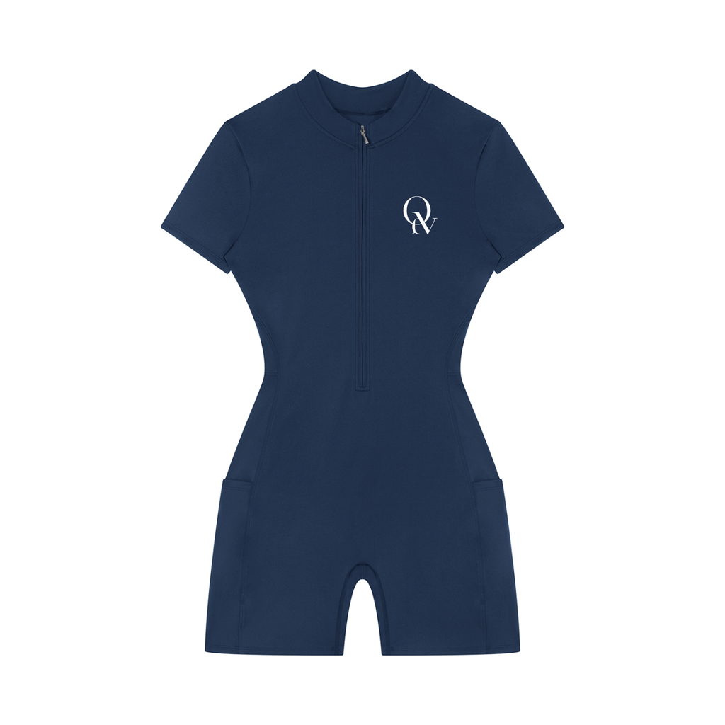 Women's Quarter-Zip Short-Sleeve Romper