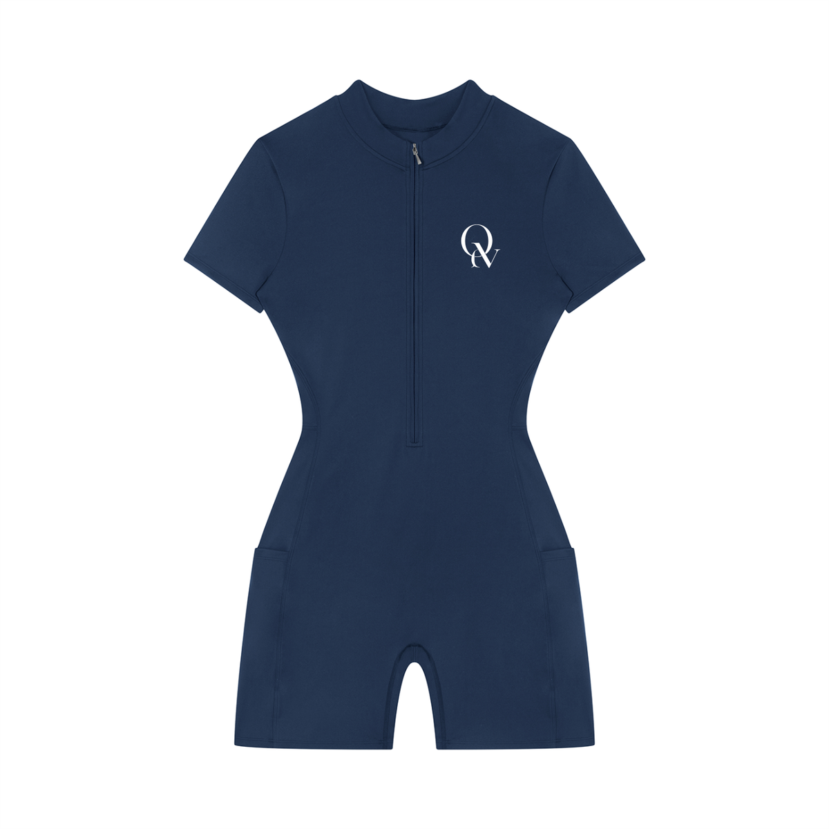 Women's Quarter-Zip Short-Sleeve Romper