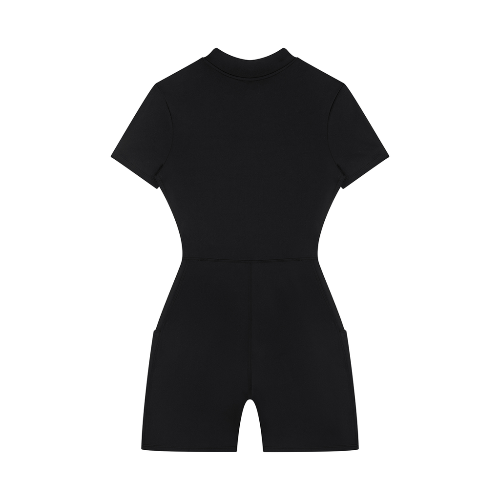 Women's Quarter-Zip Short-Sleeve Romper