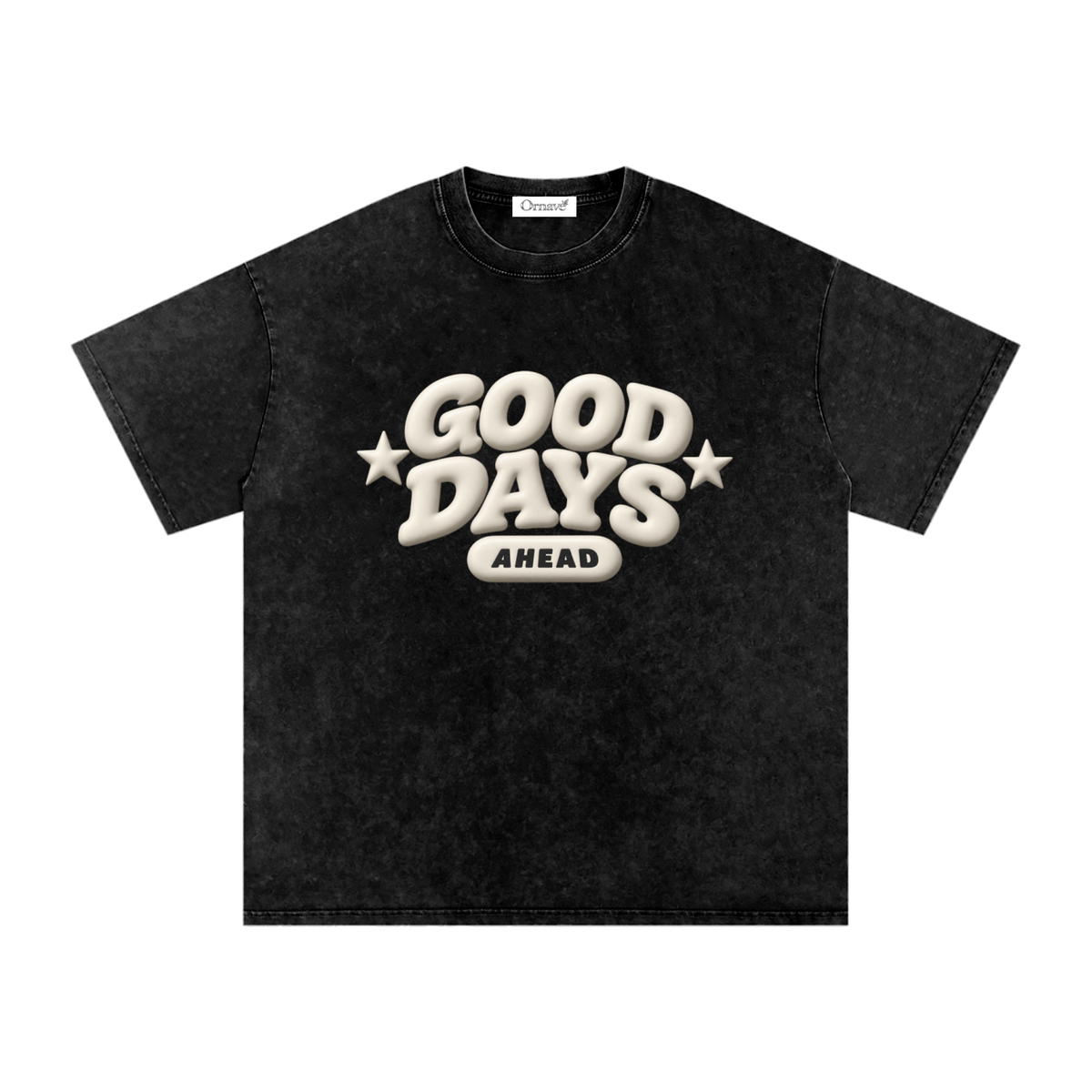Snow Washed Oversized Cotton T-Shirt- Good days Ahead