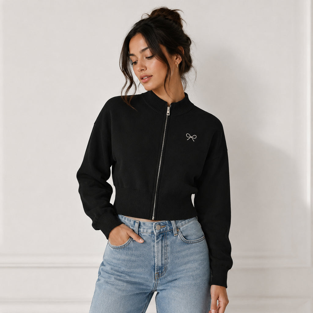 Women’s Mock Neck Zip Up Cardigan