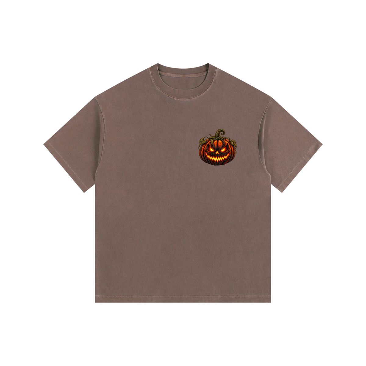 Vintage Washed Oversized Cotton T-Shirt- Spooky Jack-O’-Lantern Graphic