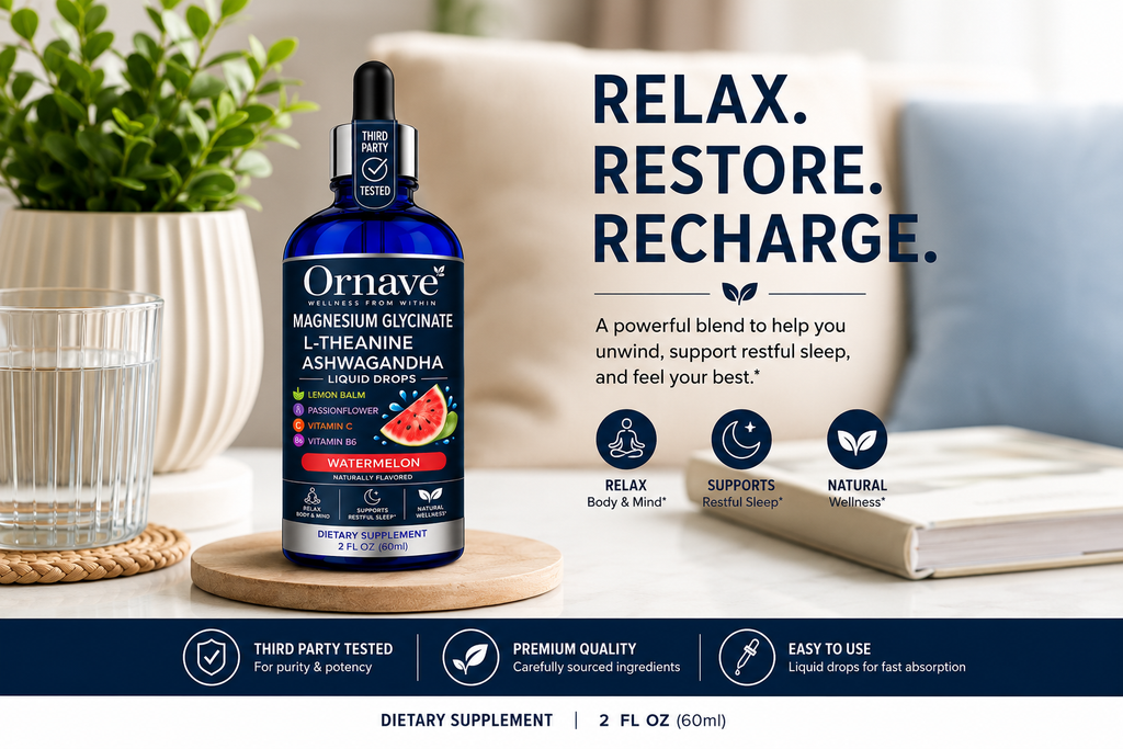 Ornave' Magnesium Glycinate Sleep Liquid Drops, 60 mL