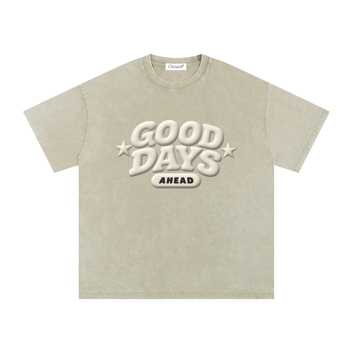 Snow Washed Oversized Cotton T-Shirt- Good days Ahead