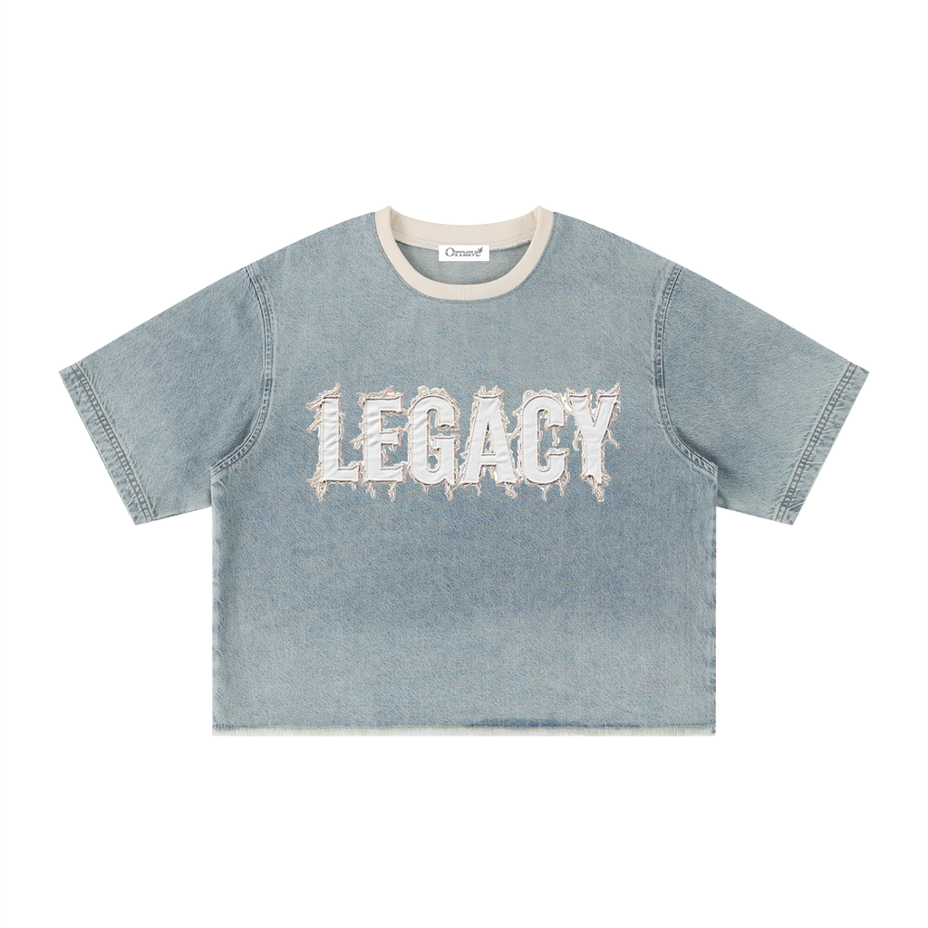 Legacy Vintage Wash Denim Crop Tee