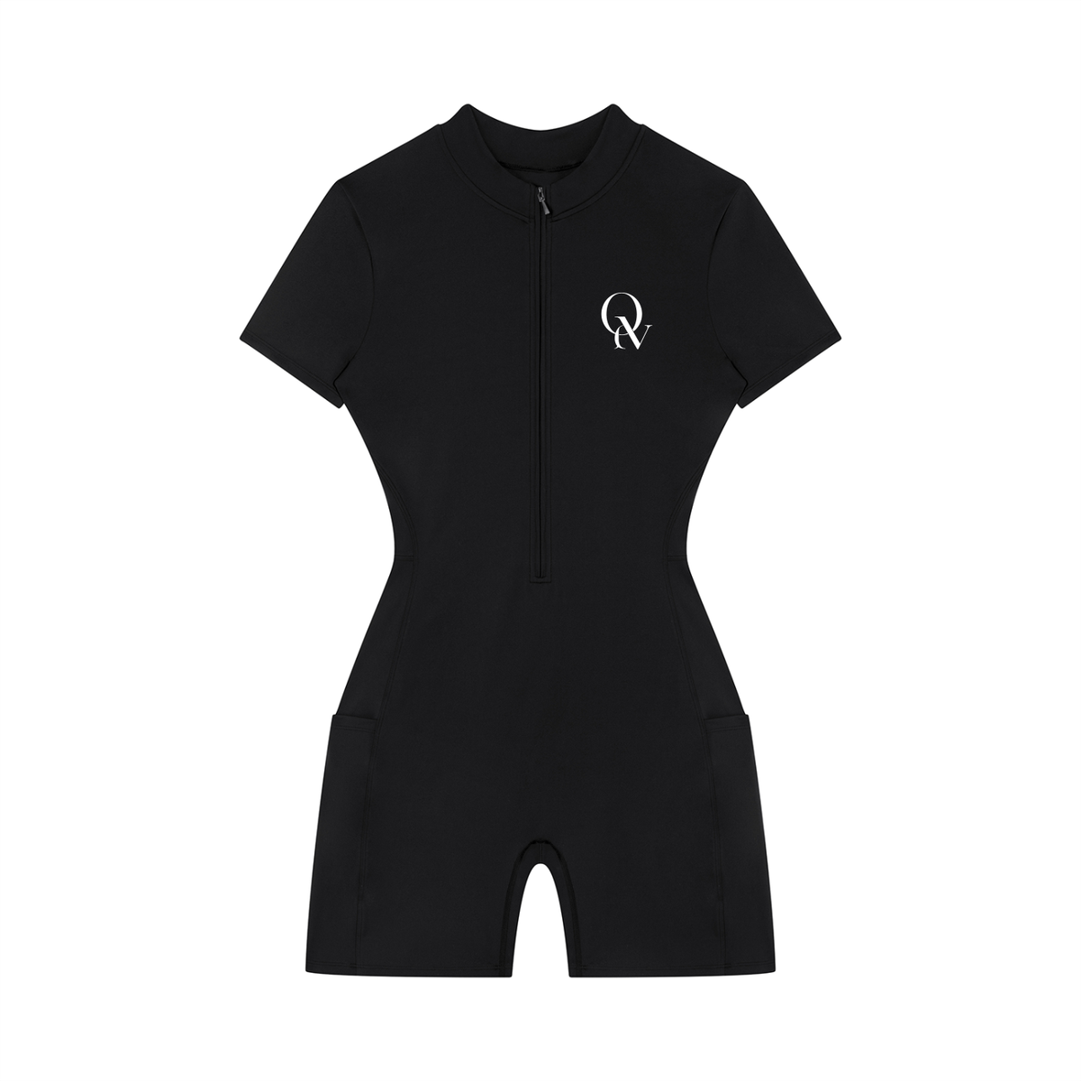 Women's Quarter-Zip Short-Sleeve Romper