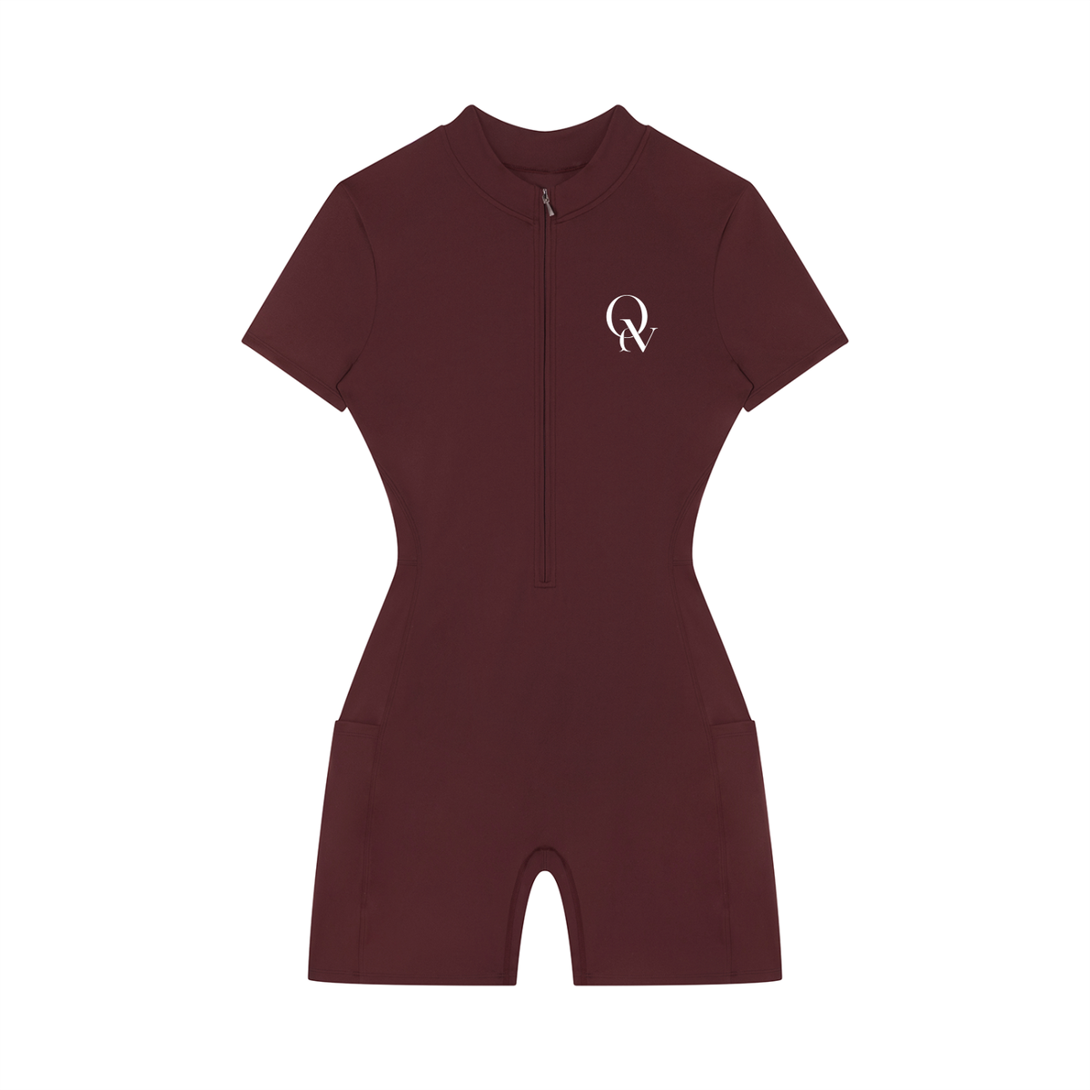 Women's Quarter-Zip Short-Sleeve Romper