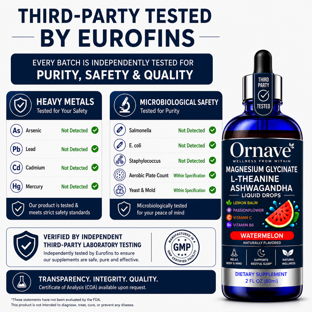 Ornave' Magnesium Glycinate Sleep Liquid Drops, 60 mL