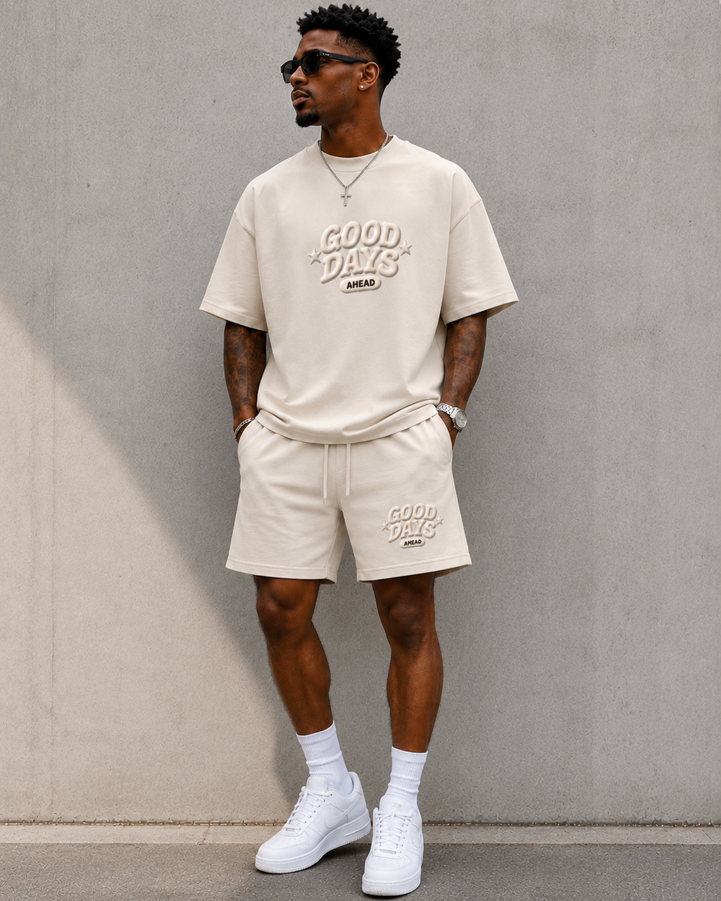Snow Washed Oversized Cotton T-Shirt- Good days Ahead