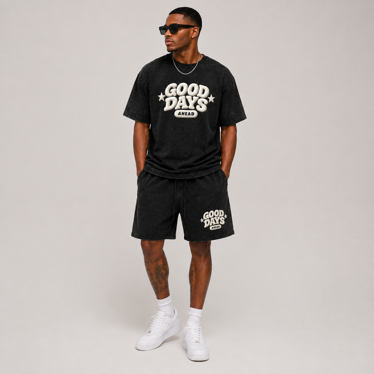 Snow Washed Oversized Cotton T-Shirt- Good days Ahead