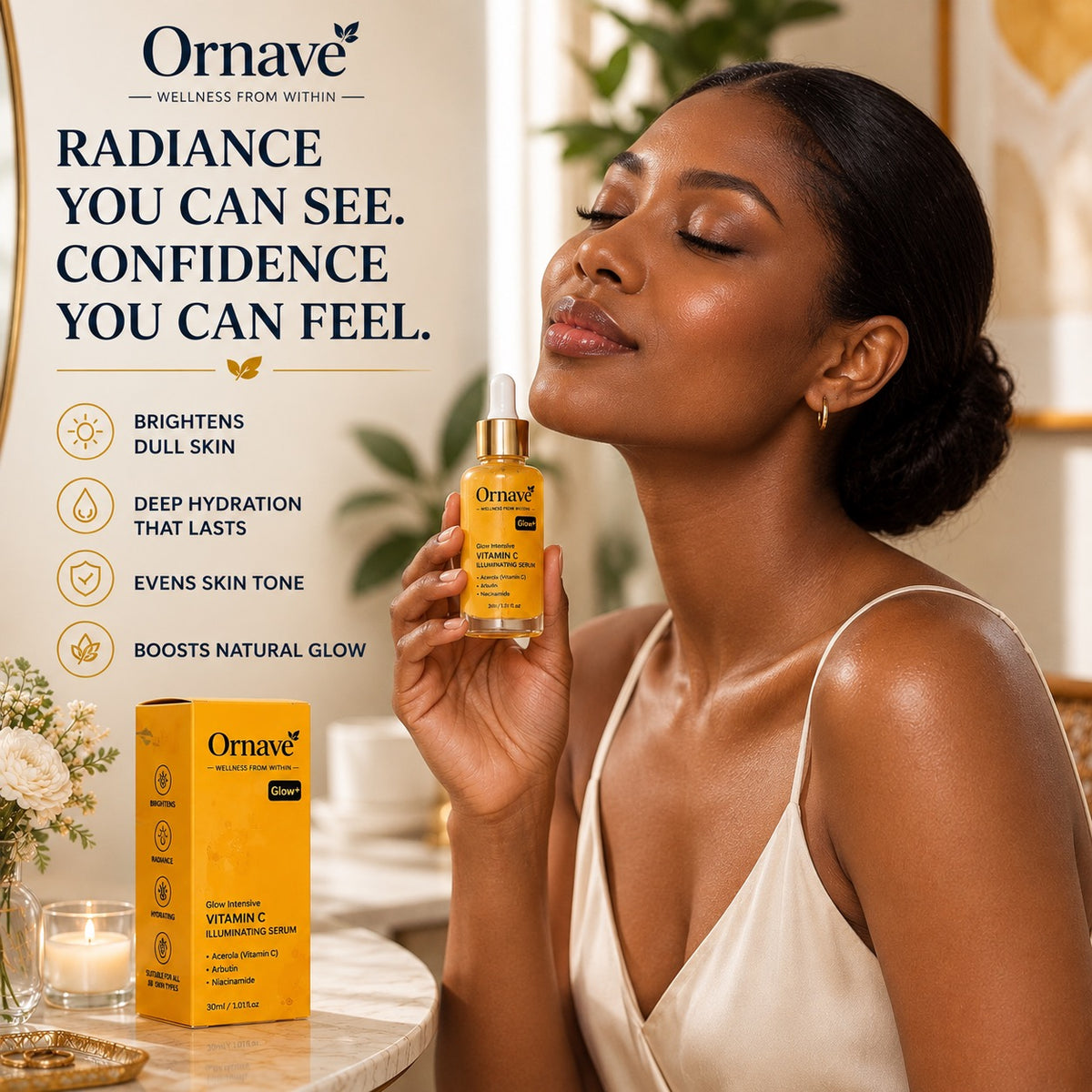 Ornave' Vitamin C Glow Serum – Brighten, Even & Hydrate