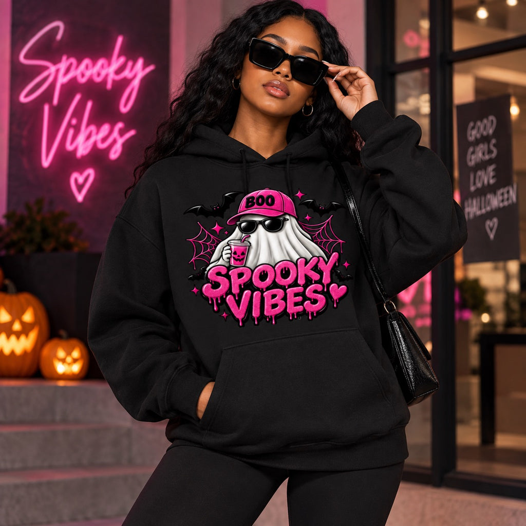 Spooky Vibes Streetwear Unisex Fleece Hoodie
