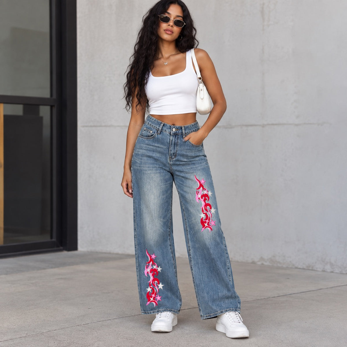 Women’s Vintage Wash Wide Leg Jeans