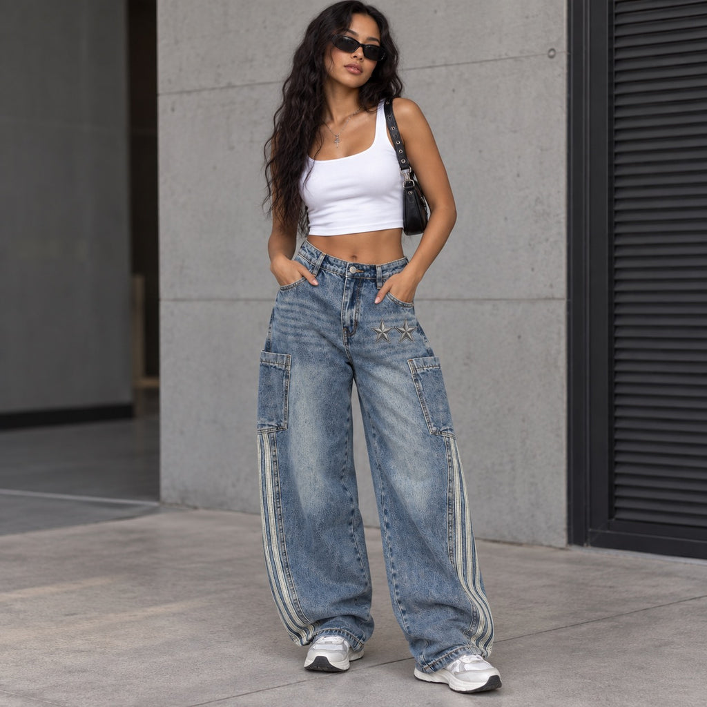 Women's Vintage Wash Barrel Leg Jeans