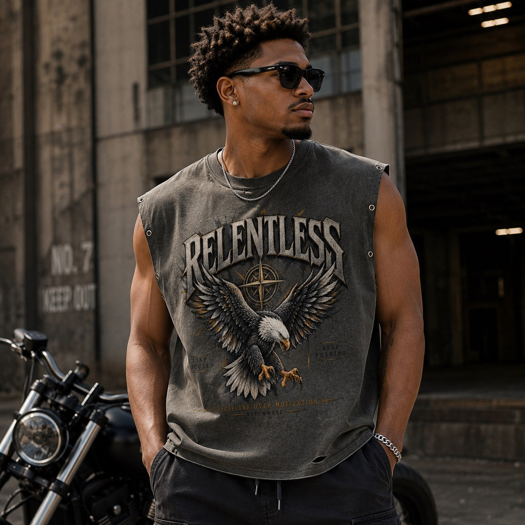 Distressed Grommet Eyelet Tank Top