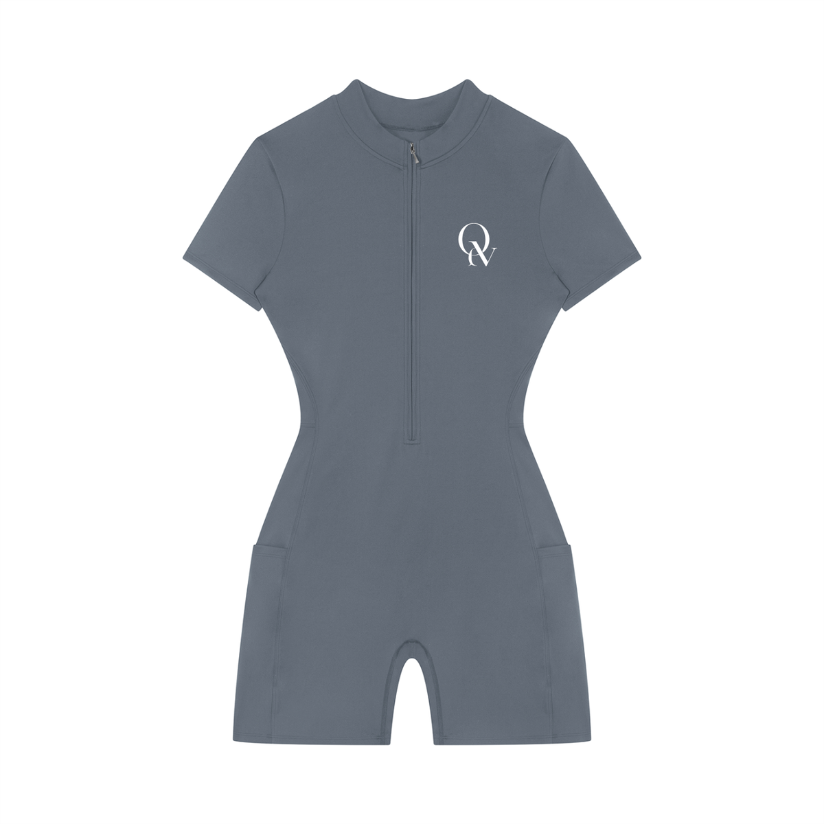 Women's Quarter-Zip Short-Sleeve Romper
