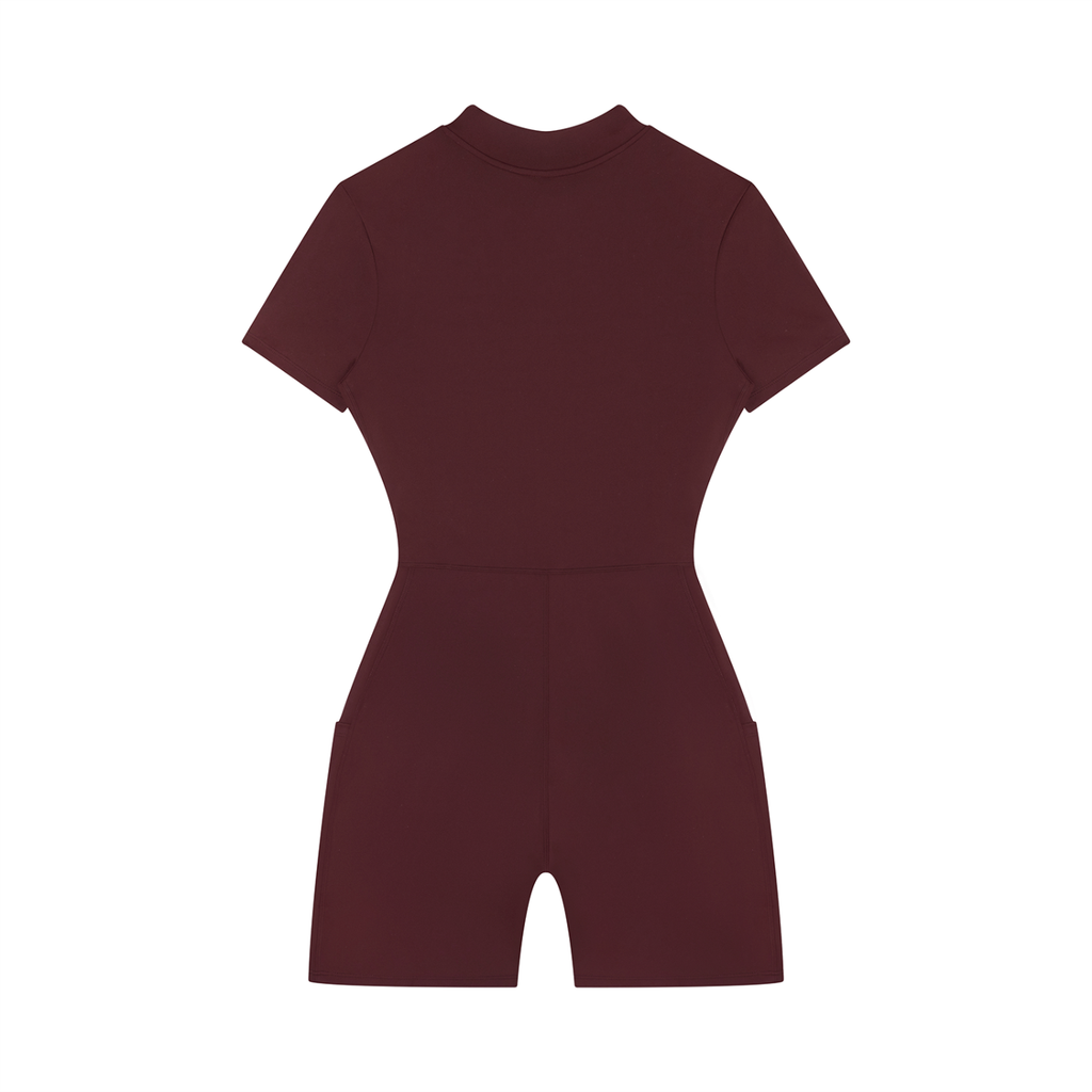 Women's Quarter-Zip Short-Sleeve Romper