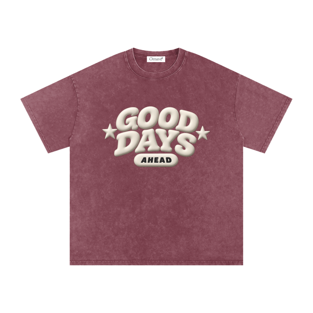 Snow Washed Oversized Cotton T-Shirt- Good days Ahead