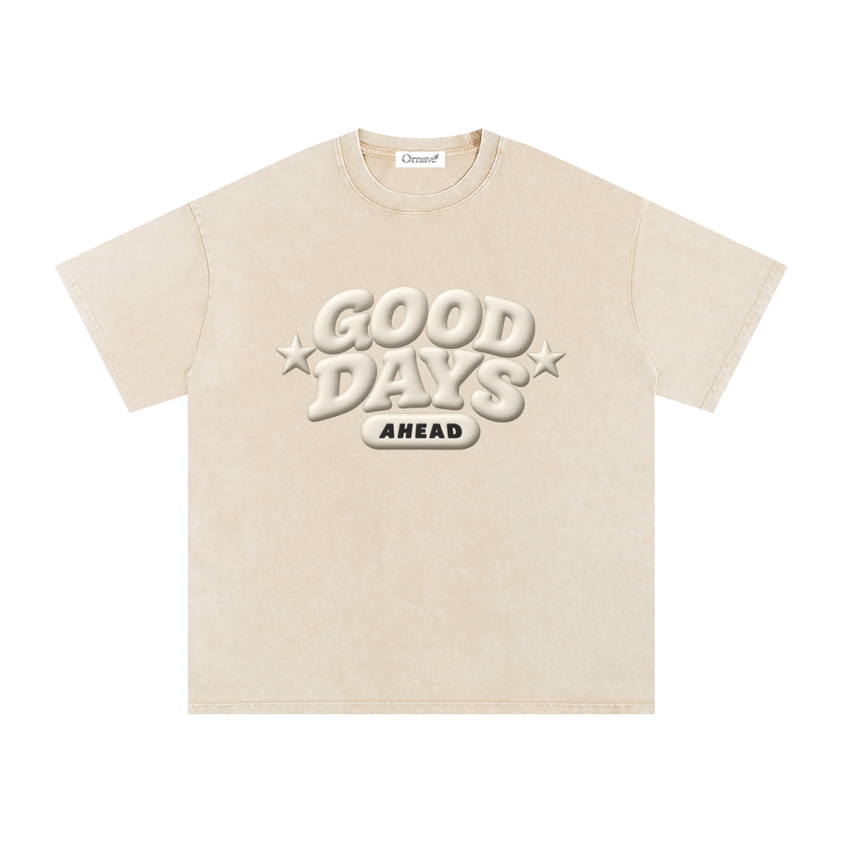 Snow Washed Oversized Cotton T-Shirt- Good days Ahead