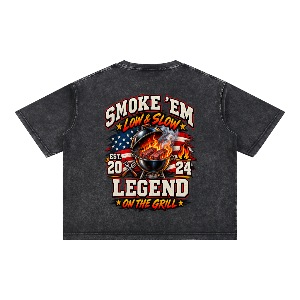 Mineral Wash Boxy Cotton T-Shirt-Grill Dad