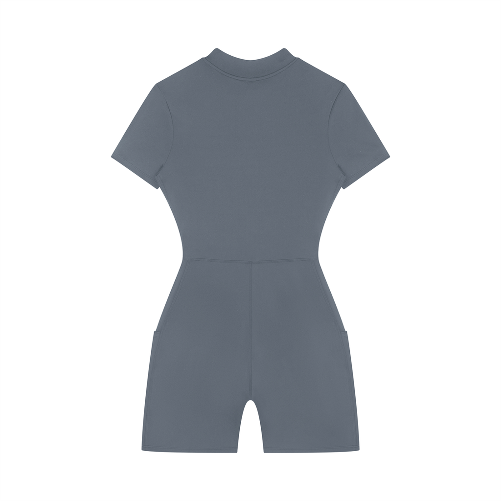 Women's Quarter-Zip Short-Sleeve Romper