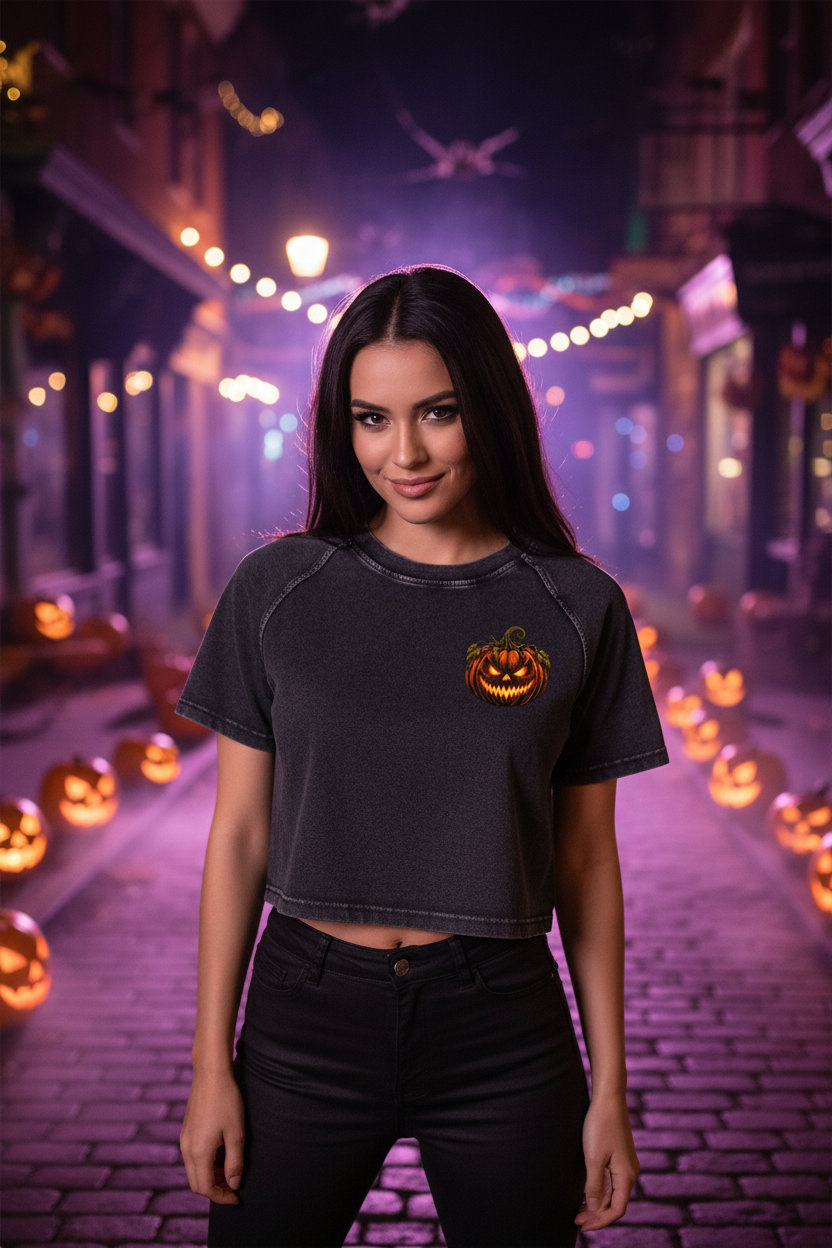 Spooky Crop Tee - Front Night
